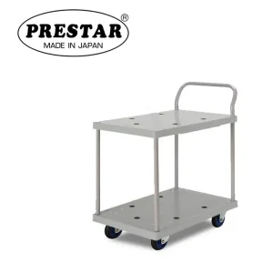 PRESTAR รถเข็นพื้นพลาสติกสีเทา 2 ชั้น มือจับเข็นด้านเดียว 150 kg. Made in Japan