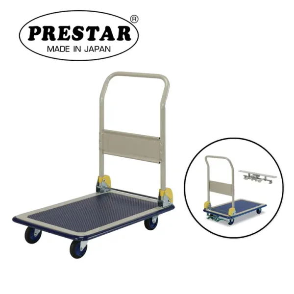 PRESTAR รถเข็นพื้นเหล็ก รุ่นมีเบรกเท้า 150 kg. Made in Japan