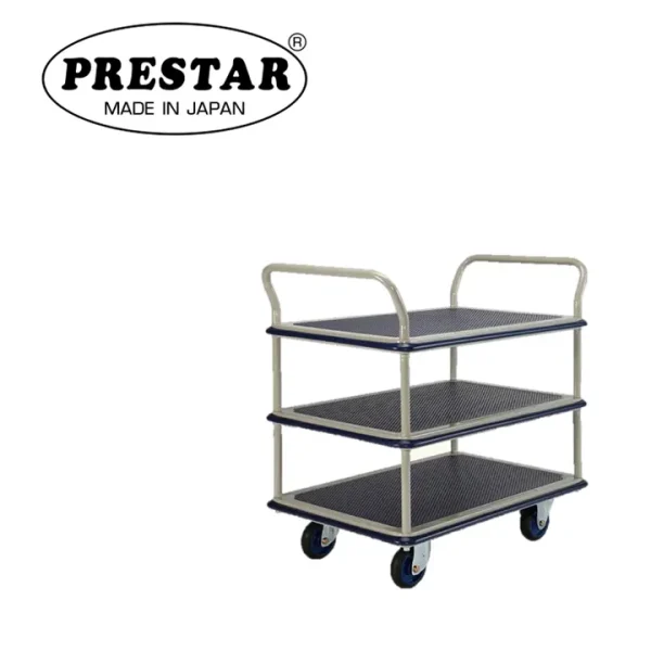 PRESTAR รถเข็นพื้นเหล็ก 3 ชั้น มือจับเข็น 2 ด้าน 300 kg. Made in Japan