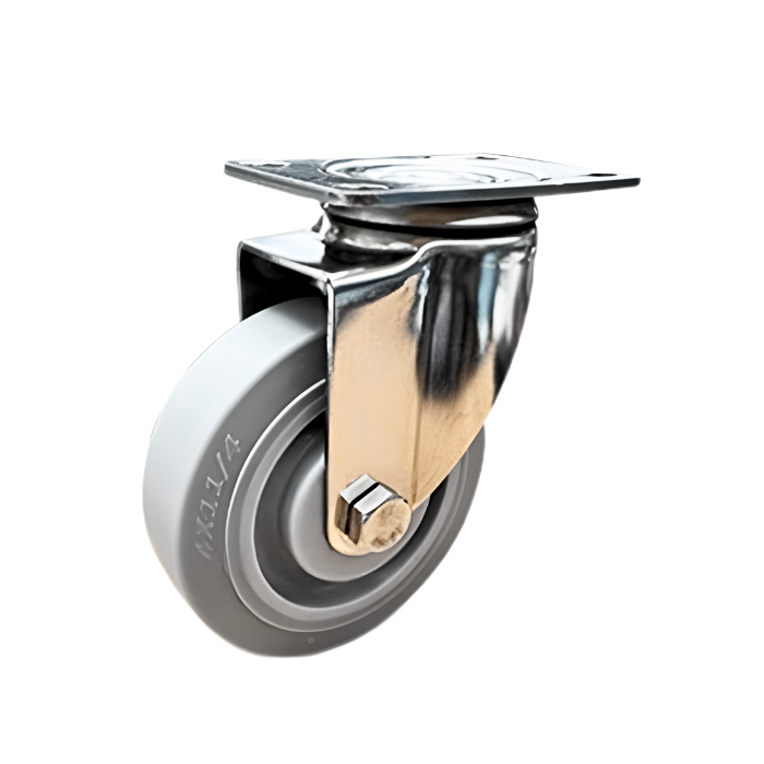 ลูกล้อยางเทา โครงสแตนเลส ขาปั๊ม