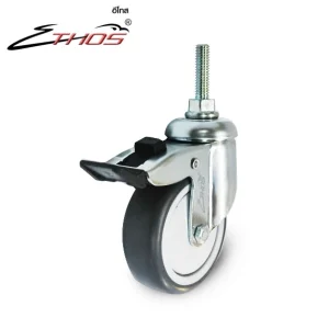 ลูกล้อยางเทา TPE เกลียวหมุนมีเบรก