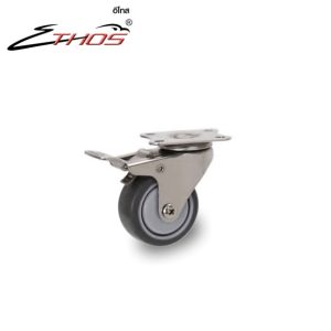 ลูกล้อยางเทา TPX แป้นหมุนมีเบรก