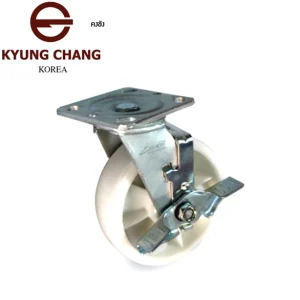 ลูกล้อไนลอน 40NL แป้นหมุนมีเบรก (เบรกข้าง)