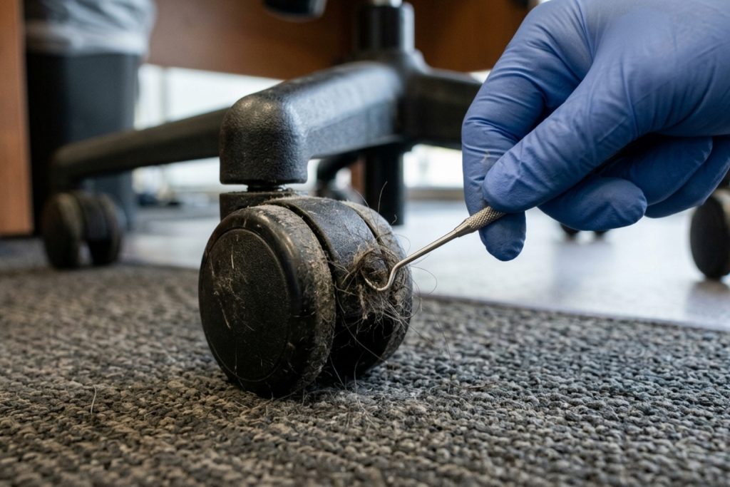 การทำความสะอาดล้อเก้าอี้สำนักงาน